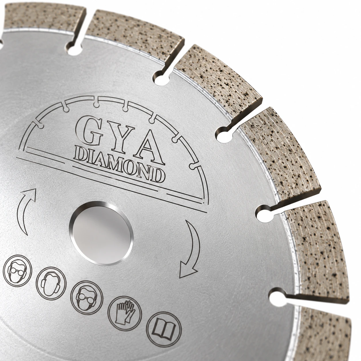Detalle de la superficie del disco diamantado GYA para concreto